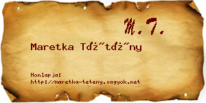 Maretka Tétény névjegykártya